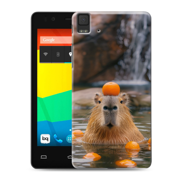 Силиконовый чехол на BQ Aquaris E4.5 с принтом Капибара с апельсином