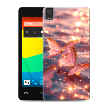 Силиконовый чехол на BQ Aquaris E4.5 с принтом бабочки розовые