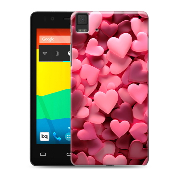 Силиконовый чехол на BQ Aquaris E4.5 с принтом розовые сердечки