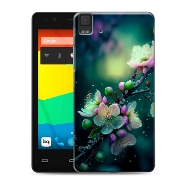 Силиконовый чехол на BQ Aquaris E4.5 с принтом Цветы и мрамор