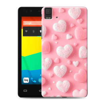 Силиконовый чехол на BQ Aquaris E4.5 с принтом Сердечки
