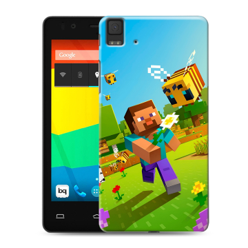 Силиконовый чехол на BQ Aquaris E4.5 с принтом Майнкрафт Minecraft