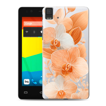 Силиконовый чехол на BQ Aquaris E4.5 с принтом Бежевые цветы