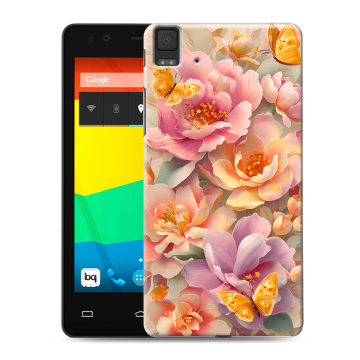 Силиконовый чехол на BQ Aquaris E4.5 с принтом Цветы и бабочки