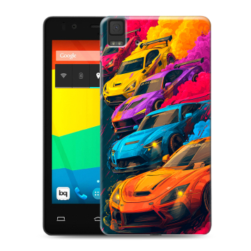 Силиконовый чехол на BQ Aquaris E4.5 с принтом Тачки