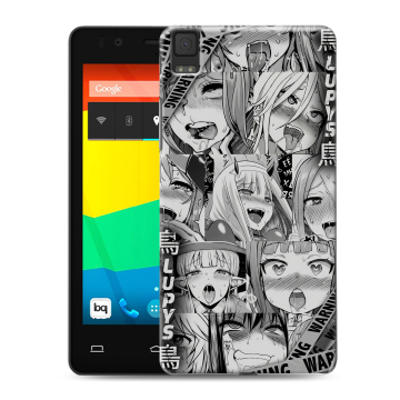 Силиконовый чехол на BQ Aquaris E4.5 с принтом Ahegao Ахегао Аниме