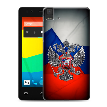 Силиконовый чехол на BQ Aquaris E4.5 с принтом Флаг России