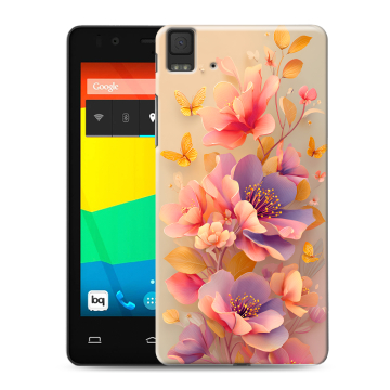 Силиконовый чехол на BQ Aquaris E4.5 с принтом Цветы и бабочки