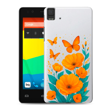 Силиконовый чехол на BQ Aquaris E4.5 с принтом цветы бабочки