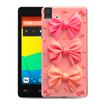 Силиконовый чехол на BQ Aquaris E4.5 с принтом Розовые бантики