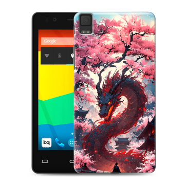 Силиконовый чехол на BQ Aquaris E4.5 с принтом Дракон Японский