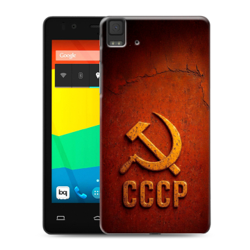 Силиконовый чехол на BQ Aquaris E4.5 с принтом Флаг Герб СССР