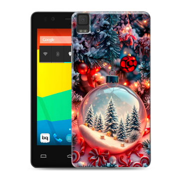 Силиконовый чехол на BQ Aquaris E4.5 с принтом Новый год