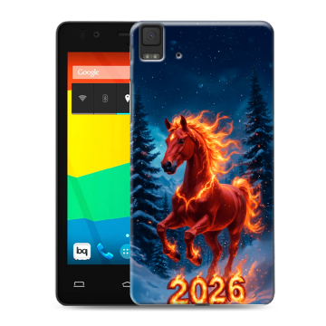 Силиконовый чехол на BQ Aquaris E4.5 с принтом Новый год коня