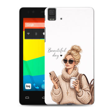 Силиконовый чехол на BQ Aquaris E4.5 с принтом женский