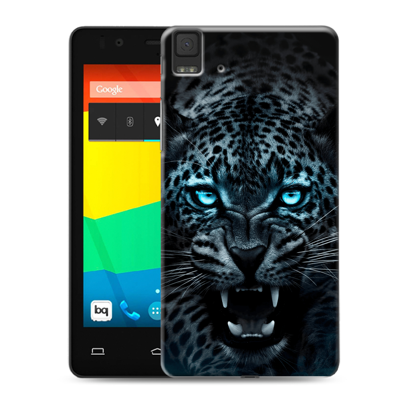 Силиконовый чехол на BQ Aquaris E4.5 с принтом Темный леопард Силиконовый чехол на BQ Aquaris E4.5 с принтом Темный леопард