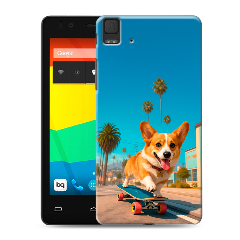 Силиконовый чехол на BQ Aquaris E4.5 с принтом Корги на скейте Силиконовый чехол на BQ Aquaris E4.5 с принтом Корги на скейте