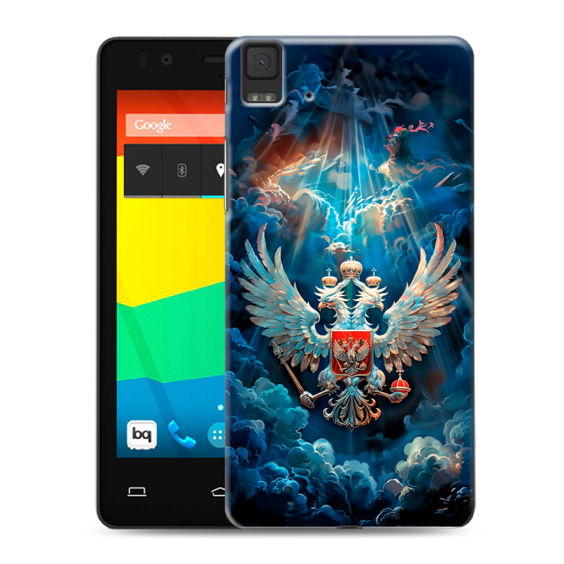 Силиконовый чехол на BQ Aquaris E4.5 с принтом Герб флаг России Силиконовый чехол на BQ Aquaris E4.5 с принтом Герб флаг России