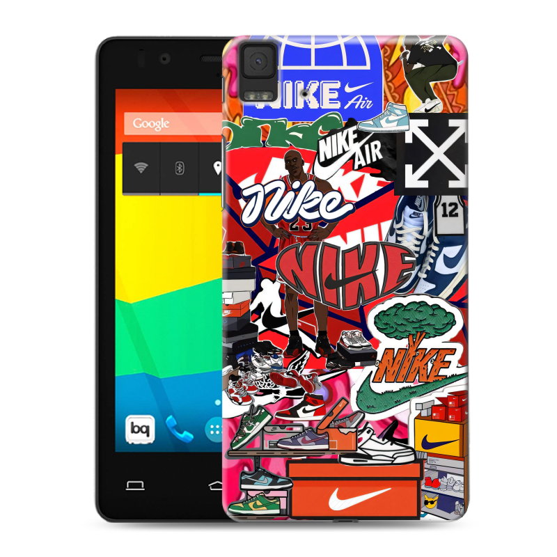 Силиконовый чехол на BQ Aquaris E4.5 с принтом Найк Nike яркий Силиконовый чехол на BQ Aquaris E4.5 с принтом Найк Nike яркий