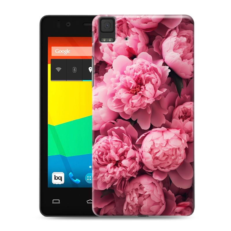 Силиконовый чехол на BQ Aquaris E4.5 с принтом цветы пионы Силиконовый чехол на BQ Aquaris E4.5 с принтом цветы пионы