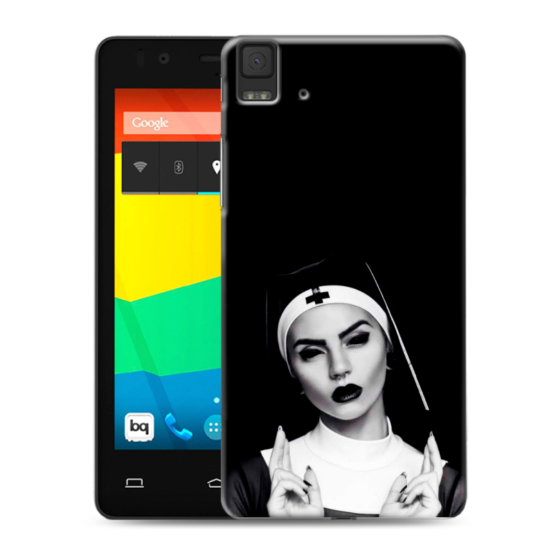 Силиконовый чехол на BQ Aquaris E4.5 с принтом монашка Силиконовый чехол на BQ Aquaris E4.5 с принтом монашка
