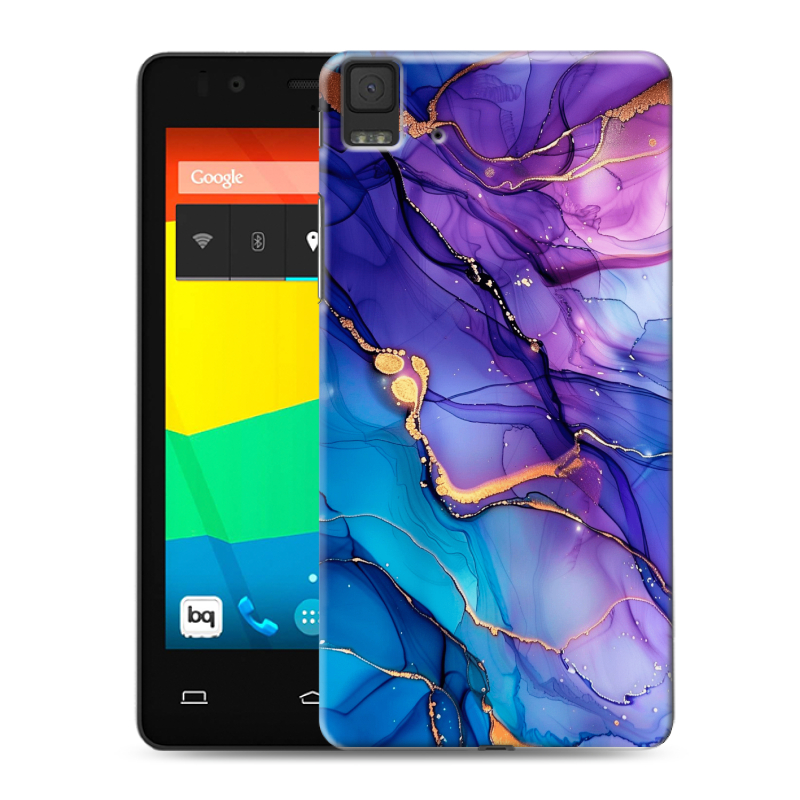 Силиконовый чехол на BQ Aquaris E4.5 с принтом синий мрамор Силиконовый чехол на BQ Aquaris E4.5 с принтом синий мрамор