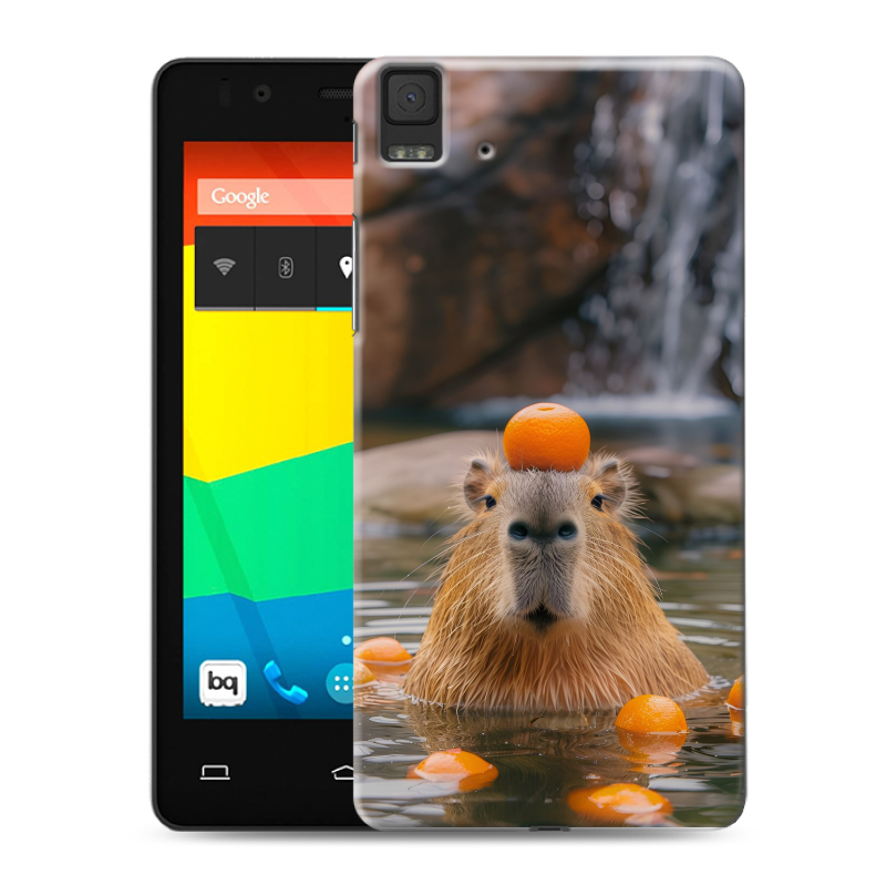 Силиконовый чехол на BQ Aquaris E4.5 с принтом Капибара с апельсином Силиконовый чехол на BQ Aquaris E4.5 с принтом Капибара с апельсином