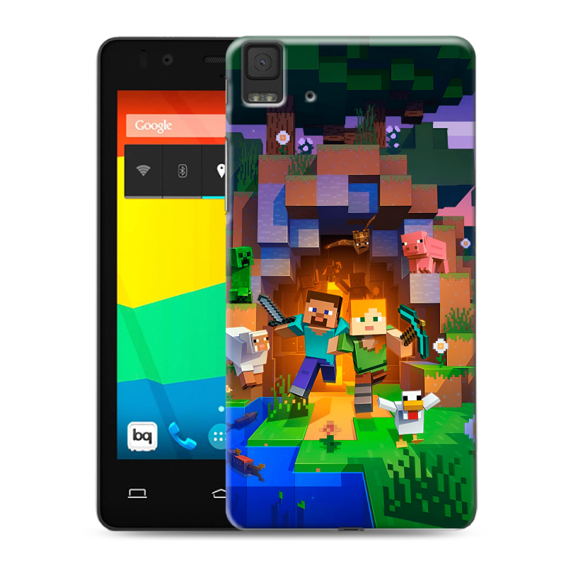Силиконовый чехол на BQ Aquaris E4.5 с принтом Майнкрафт Minecraft Силиконовый чехол на BQ Aquaris E4.5 с принтом Майнкрафт Minecraft