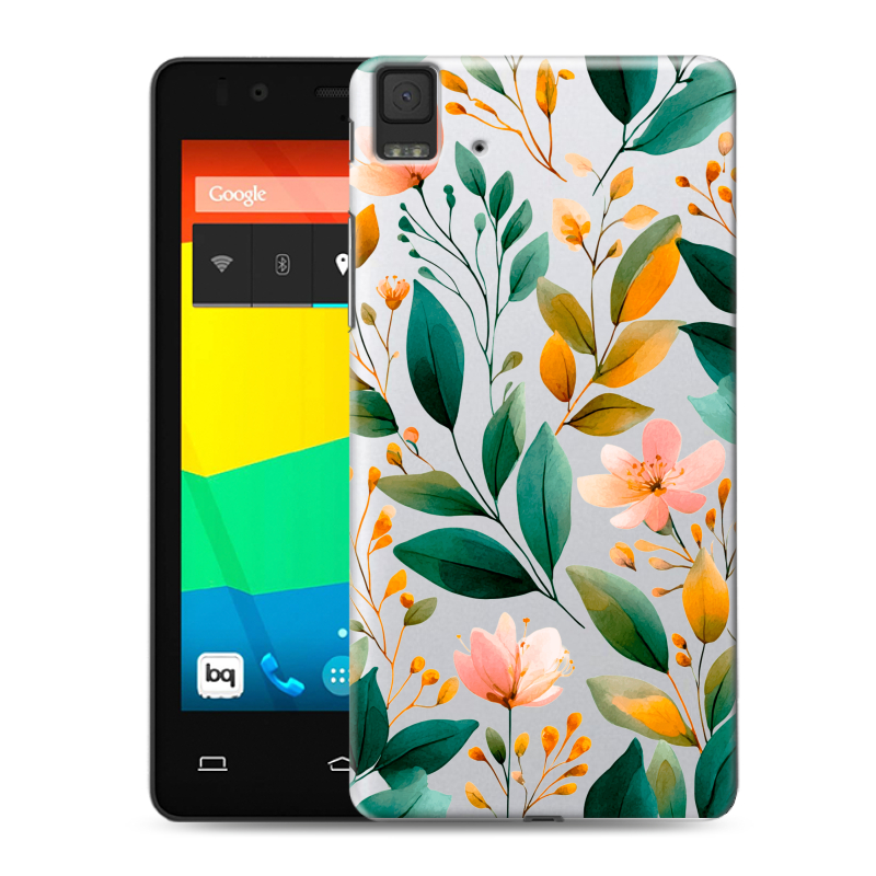Силиконовый чехол на BQ Aquaris E4.5 с принтом Цветы паттерн Силиконовый чехол на BQ Aquaris E4.5 с принтом Цветы паттерн