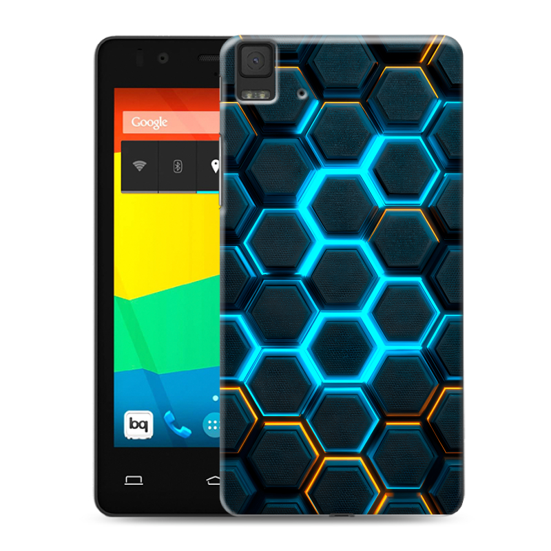 Силиконовый чехол на BQ Aquaris E4.5 с принтом Неоновые соты Силиконовый чехол на BQ Aquaris E4.5 с принтом Неоновые соты