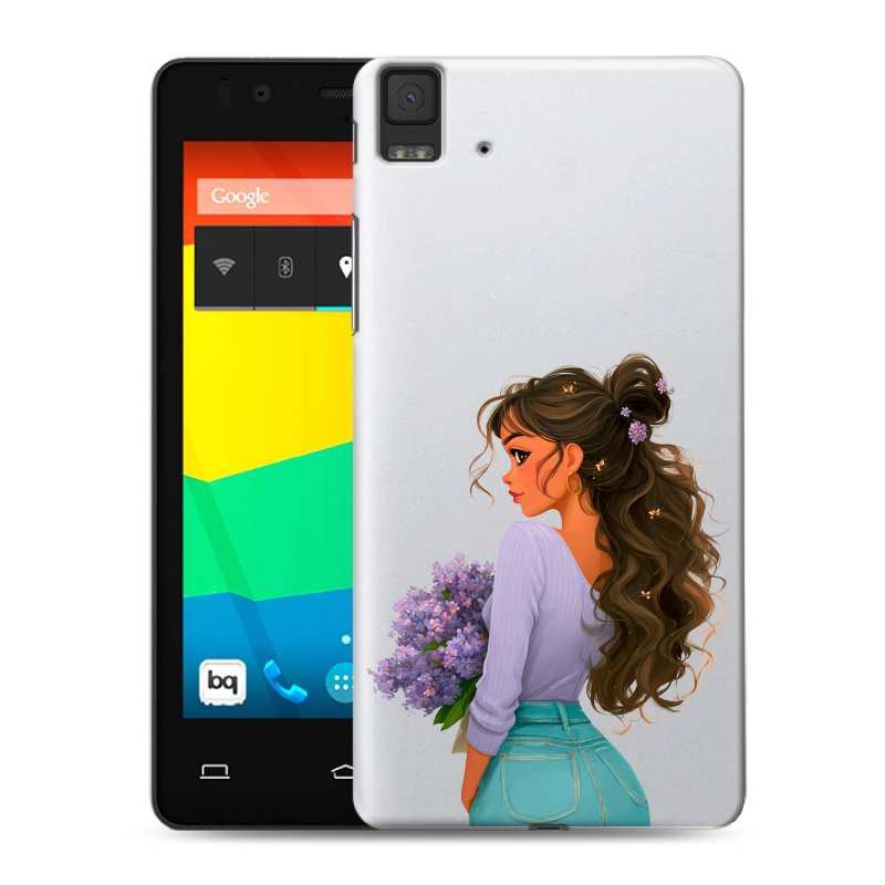 Силиконовый чехол на BQ Aquaris E4.5 с принтом девушка цветы Силиконовый чехол на BQ Aquaris E4.5 с принтом девушка цветы