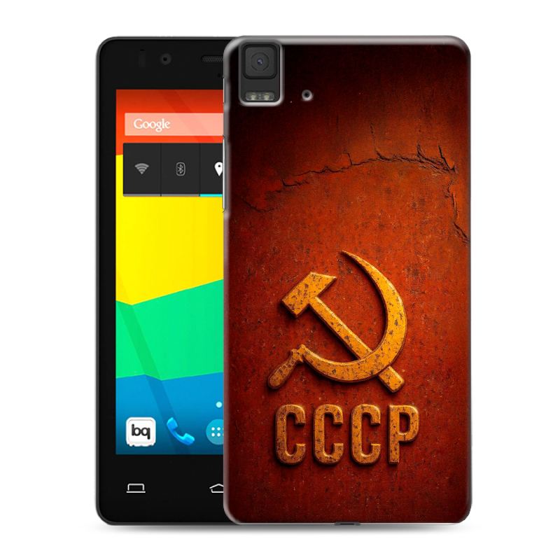 Силиконовый чехол на BQ Aquaris E4.5 с принтом Флаг Герб СССР Силиконовый чехол на BQ Aquaris E4.5 с принтом Флаг Герб СССР