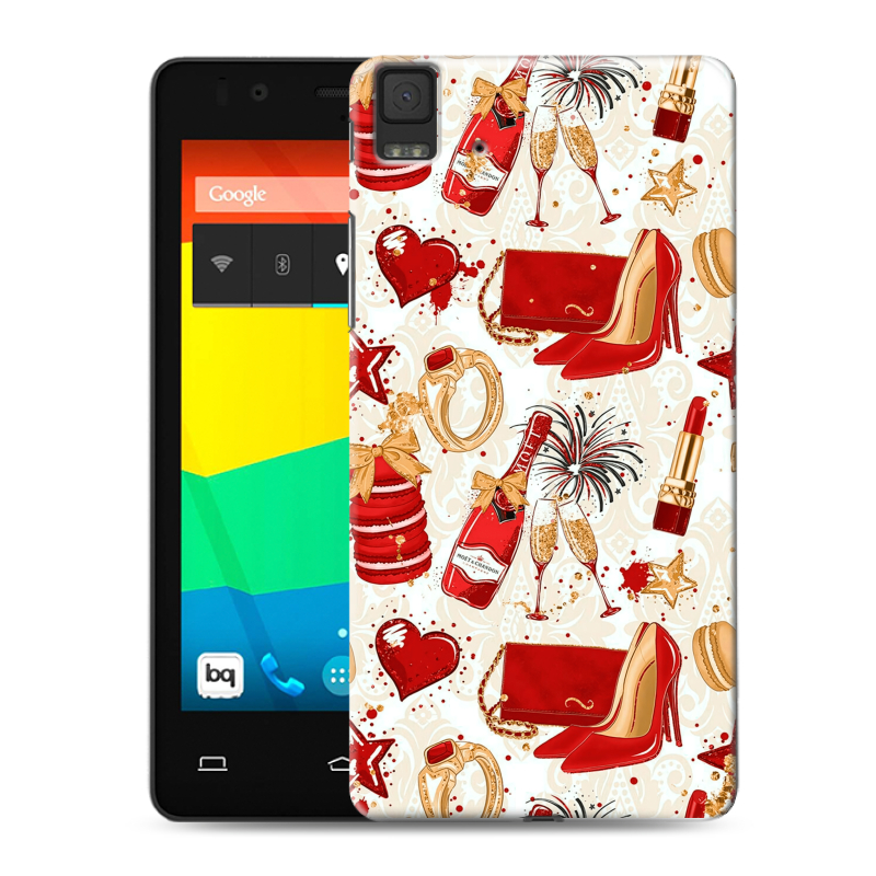 Силиконовый чехол на BQ Aquaris E4.5 с принтом Новый год Силиконовый чехол на BQ Aquaris E4.5 с принтом Новый год