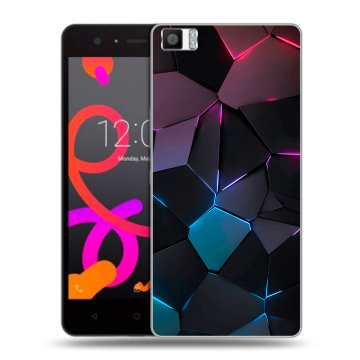 Силиконовый чехол на BQ Aquaris M5 с принтом Геометрия неона