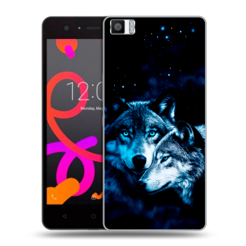Силиконовый чехол на BQ Aquaris M5 с принтом Волки