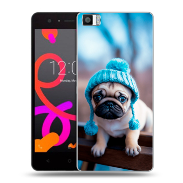 Силиконовый чехол на BQ Aquaris M5 с принтом Мопс в шапке Силиконовый чехол на BQ Aquaris M5 с принтом Мопс в шапке