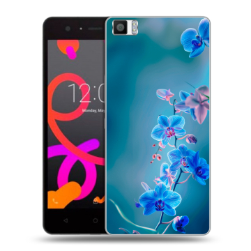 Силиконовый чехол на BQ Aquaris M5 с принтом Голубые цветы Силиконовый чехол на BQ Aquaris M5 с принтом Голубые цветы