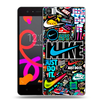 Силиконовый чехол на BQ Aquaris M5 с принтом найк nike черный Силиконовый чехол на BQ Aquaris M5 с принтом найк nike черный