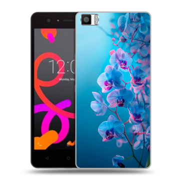 Силиконовый чехол на BQ Aquaris M5 с принтом голубые орхидеи Силиконовый чехол на BQ Aquaris M5 с принтом голубые орхидеи