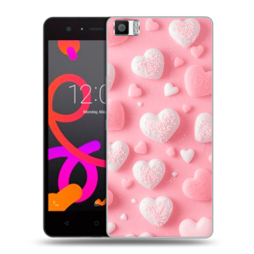 Силиконовый чехол на BQ Aquaris M5 с принтом Сердечки