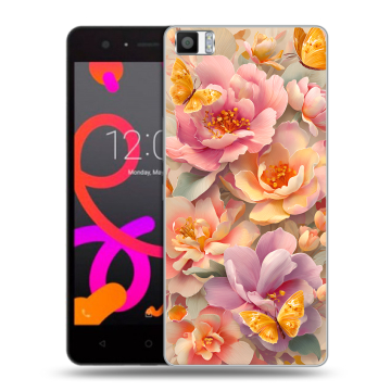 Силиконовый чехол на BQ Aquaris M5 с принтом Цветы и бабочки Силиконовый чехол на BQ Aquaris M5 с принтом Цветы и бабочки