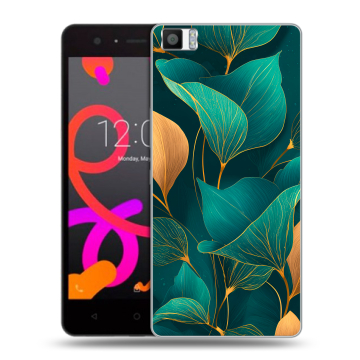 Силиконовый чехол на BQ Aquaris M5 с принтом Листья и золото Силиконовый чехол на BQ Aquaris M5 с принтом Листья и золото