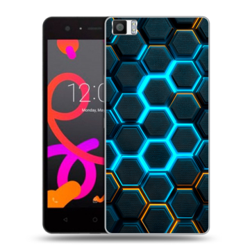 Силиконовый чехол на BQ Aquaris M5 с принтом Неоновые соты Силиконовый чехол на BQ Aquaris M5 с принтом Неоновые соты