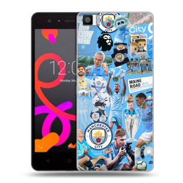 Силиконовый чехол на BQ Aquaris M5 с принтом Man City Манчестер Сити