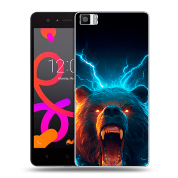 Силиконовый чехол на BQ Aquaris M5 с принтом Медведь