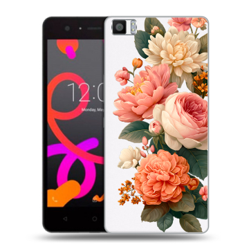 Силиконовый чехол на BQ Aquaris M5 с принтом цветы