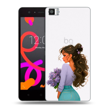 Силиконовый чехол на BQ Aquaris M5 с принтом девушка цветы