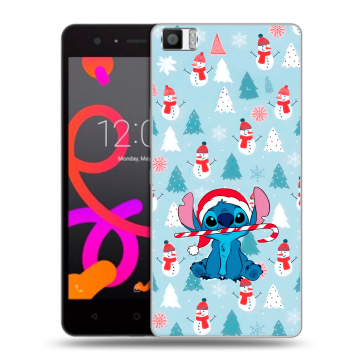 Силиконовый чехол на BQ Aquaris M5 с принтом Стич Новый год