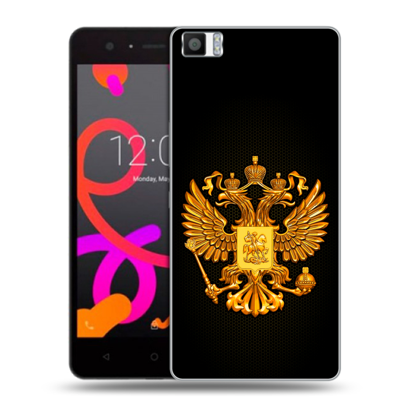 Силиконовый чехол на BQ Aquaris M5 с принтом Герб России желтый Силиконовый чехол на BQ Aquaris M5 с принтом Герб России желтый