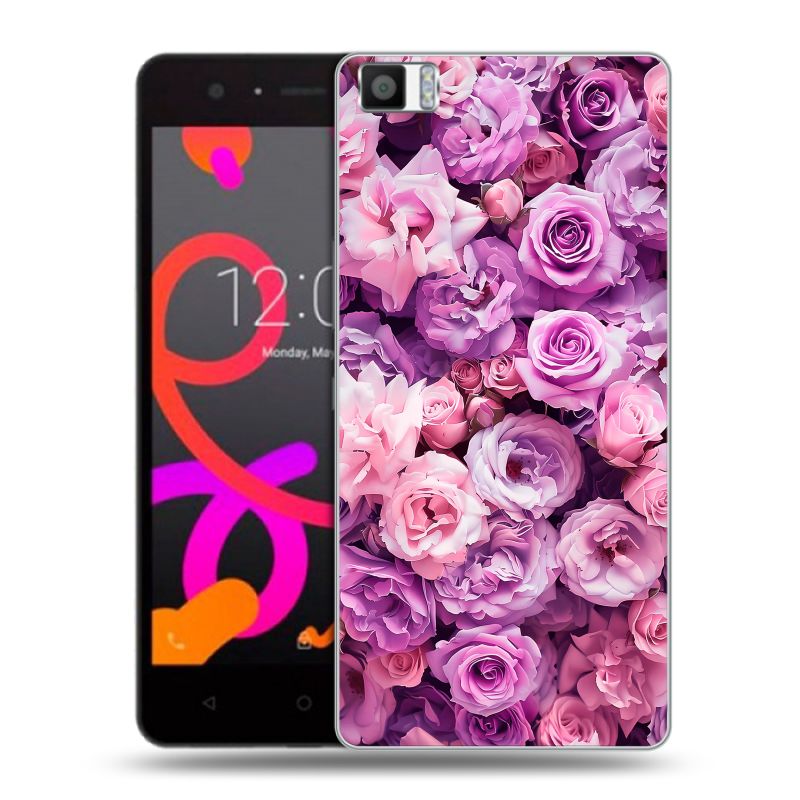Силиконовый чехол на BQ Aquaris M5 с принтом лавандовые розы Силиконовый чехол на BQ Aquaris M5 с принтом лавандовые розы